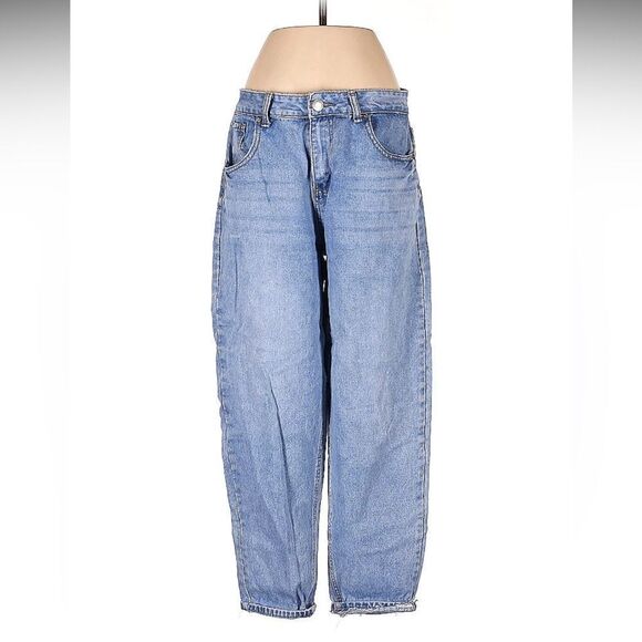 Balloon Barrel Jean Light wash Rigid Denim High Rise Oversized Blue Size 26 4 - Picture 5 of 8